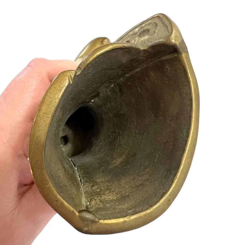 Vintage Brass Victorian Boot Figurine Collectible Decorative Vase Planter MCM